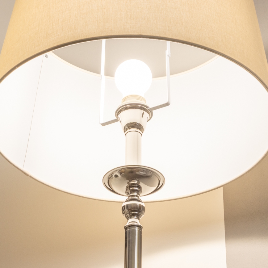 Brilagi - Επιδαπέδιο φωτιστικό LED CERIA 1xE27/60W/230V, διάμετρος 45 cm, γυαλιστερό χρώμιο/μπεζ