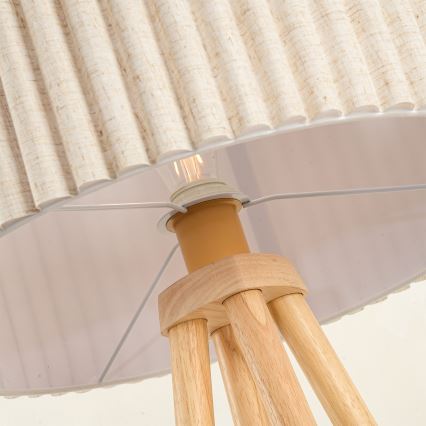 Brilagi - Επιδαπέδιο φωτιστικό NORDIC WAVE 1xE27/15W/230V ξύλο καουτσούκ/λινό