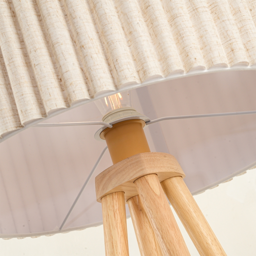 Brilagi - Επιδαπέδιο φωτιστικό NORDIC WAVE 1xE27/15W/230V ξύλο καουτσούκ/λινό