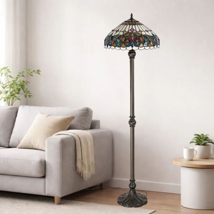 Brilagi - Επιδαπέδιο φωτιστικό Tiffany βιτρό LUISA 2xE27/60W/230V