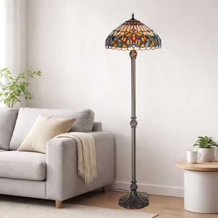 Brilagi - Επιδαπέδιο φωτιστικό Tiffany βιτρό LUISA 2xE27/60W/230V