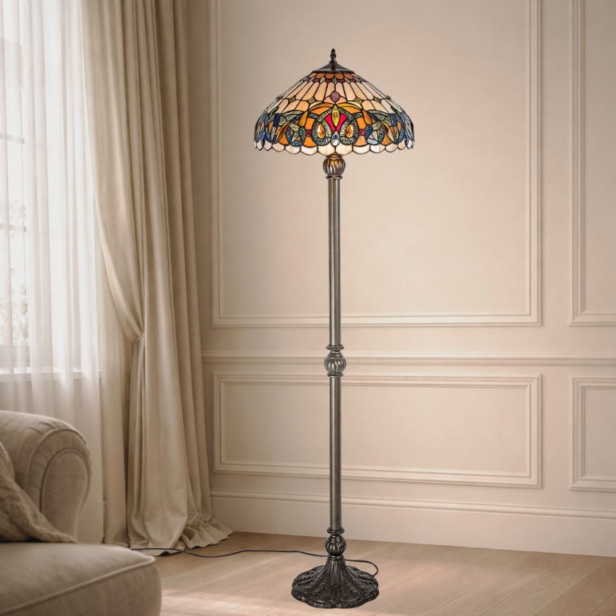 Brilagi - Επιδαπέδιο φωτιστικό Tiffany βιτρό LUISA 2xE27/60W/230V