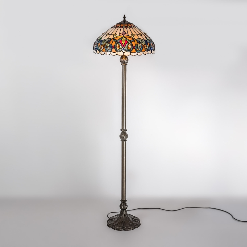 Brilagi - Επιδαπέδιο φωτιστικό Tiffany βιτρό LUISA 2xE27/60W/230V
