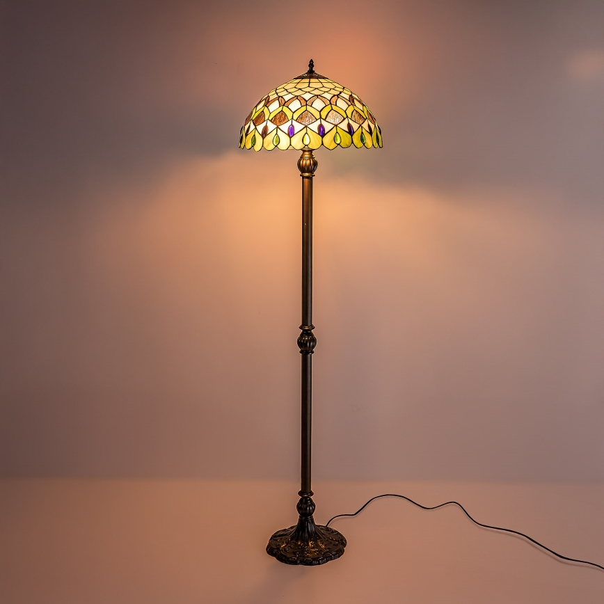 Brilagi - Επιδαπέδιο φωτιστικό Tiffany με βιτρώ MARGARET 2xE27/60W/230V