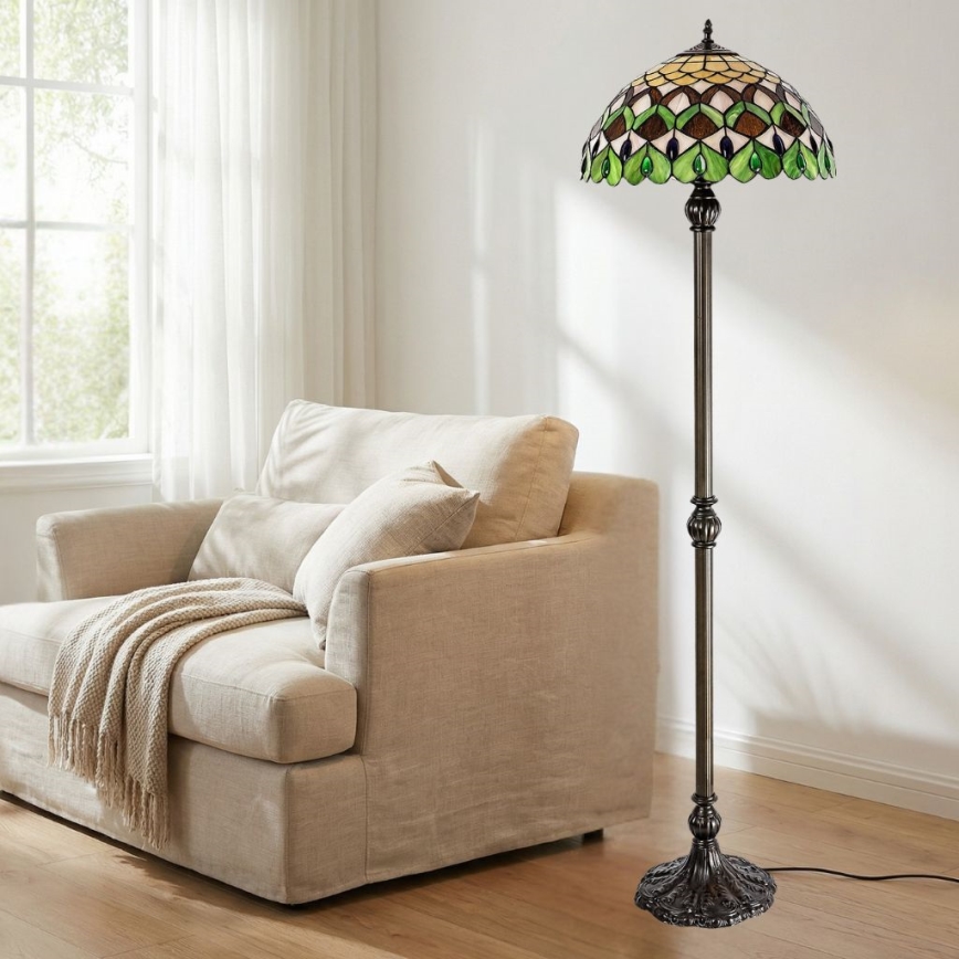 Brilagi - Επιδαπέδιο φωτιστικό Tiffany με βιτρώ MARGARET 2xE27/60W/230V