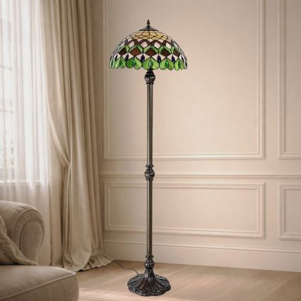 Brilagi - Επιδαπέδιο φωτιστικό Tiffany με βιτρώ MARGARET 2xE27/60W/230V