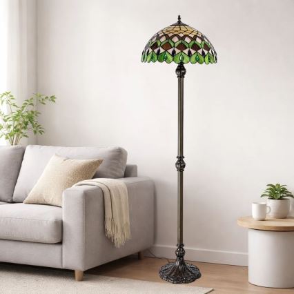 Brilagi - Επιδαπέδιο φωτιστικό Tiffany με βιτρώ MARGARET 2xE27/60W/230V