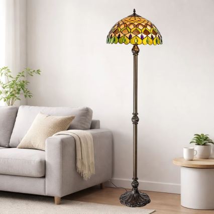 Brilagi - Επιδαπέδιο φωτιστικό Tiffany με βιτρώ MARGARET 2xE27/60W/230V