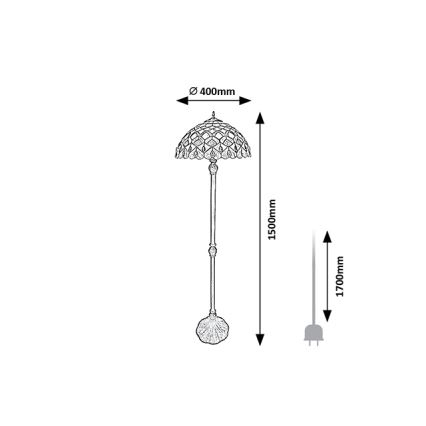 Brilagi - Επιδαπέδιο φωτιστικό Tiffany με βιτρώ MARGARET 2xE27/60W/230V