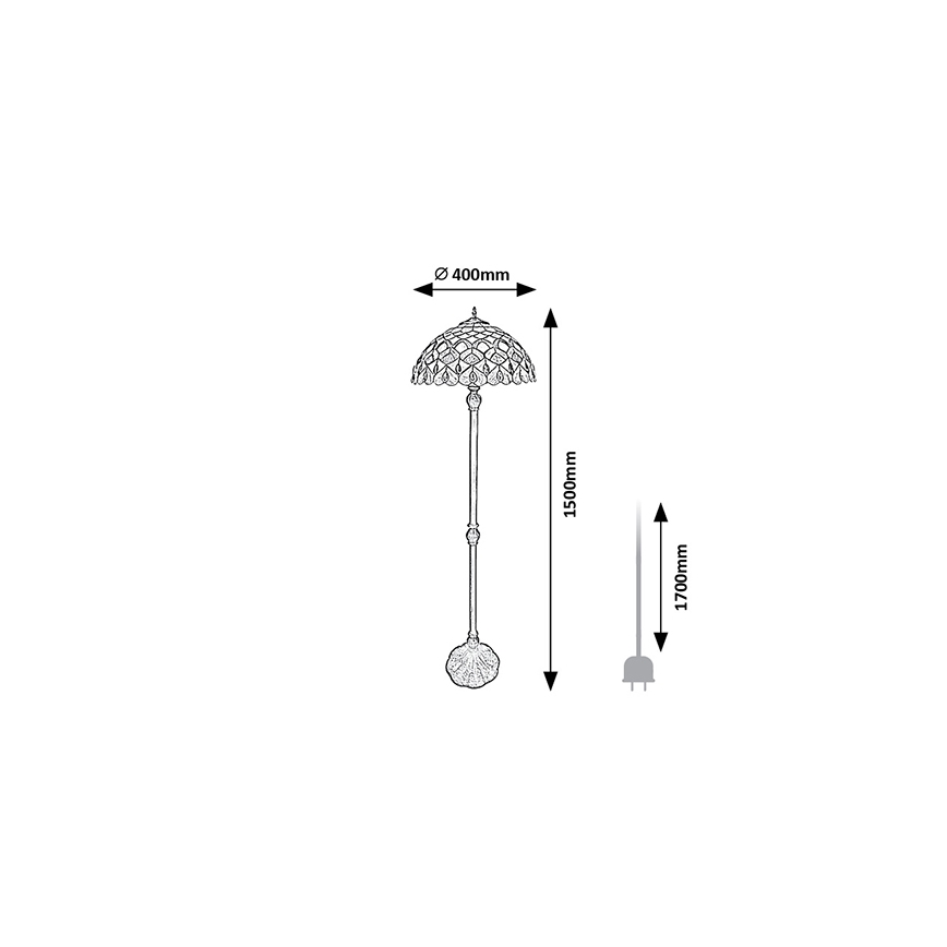 Brilagi - Επιδαπέδιο φωτιστικό Tiffany με βιτρώ MARGARET 2xE27/60W/230V