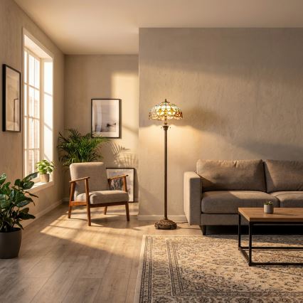 Brilagi - Επιδαπέδιο φωτιστικό Tiffany με βιτρώ MIRABELLA 2xE27/60W/230V