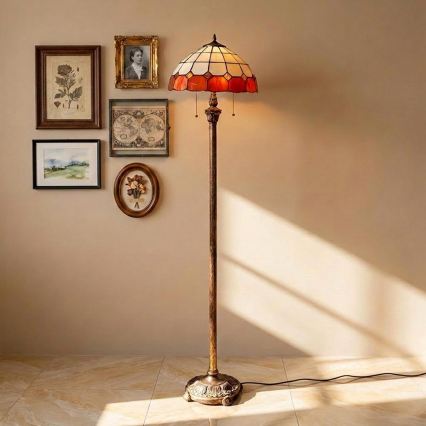 Brilagi - Επιδαπέδιο φωτιστικό Tiffany με βιτρώ SIENNA 2xE27/60W/230V