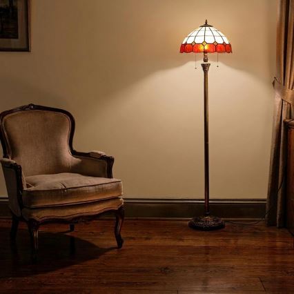 Brilagi - Επιδαπέδιο φωτιστικό Tiffany με βιτρώ SIENNA 2xE27/60W/230V