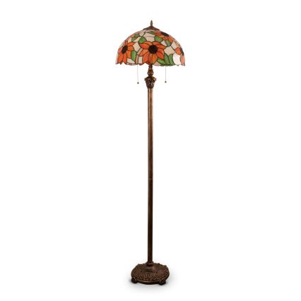 Brilagi - Επιδαπέδιο φωτιστικό Tiffany με βιτρό SUNFLOWER 2xE27/60W/230V