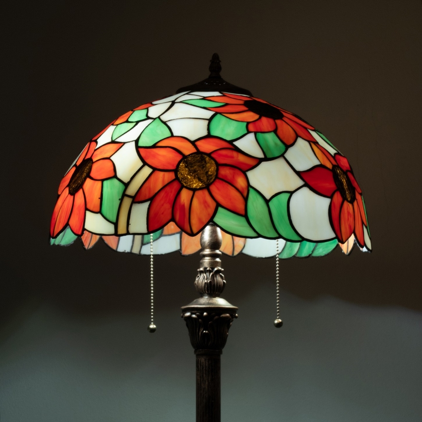Brilagi - Επιδαπέδιο φωτιστικό Tiffany με βιτρό SUNFLOWER 2xE27/60W/230V