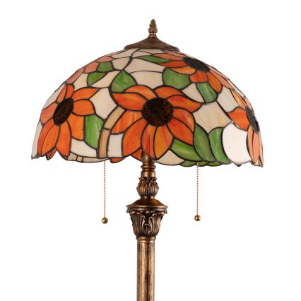 Brilagi - Επιδαπέδιο φωτιστικό Tiffany με βιτρό SUNFLOWER 2xE27/60W/230V
