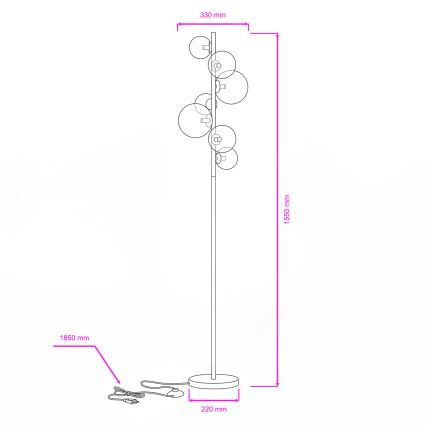 Brilagi - Επιδαπέδιο LED φωτιστικό MILLA 7xG9/3W/230V μαύρο χρώμιο/καπνιστό