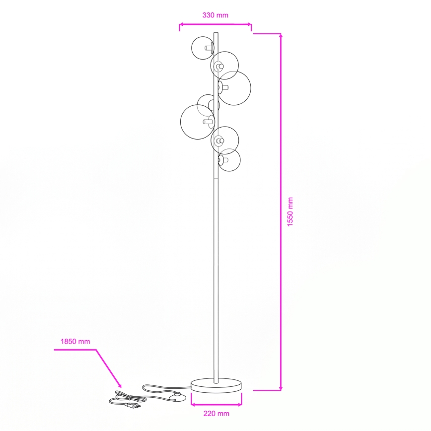 Brilagi - Επιδαπέδιο LED φωτιστικό MILLA 7xG9/3W/230V μαύρο χρώμιο/καπνιστό