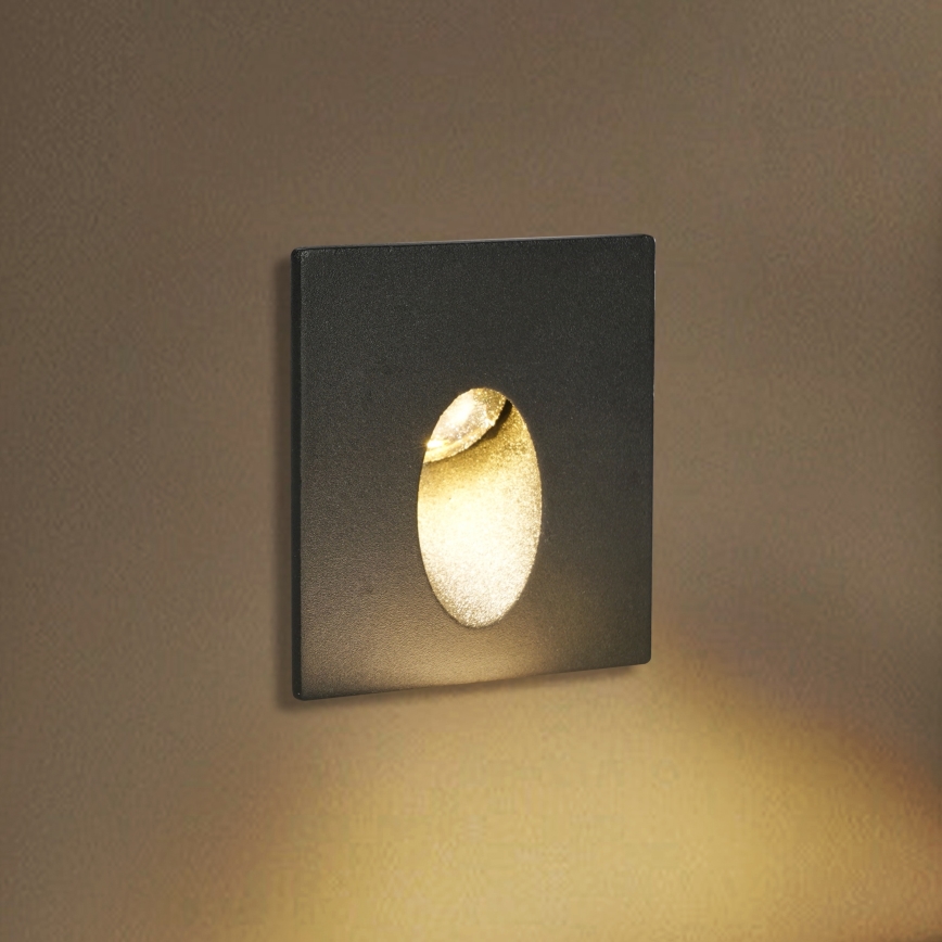 Brilagi - Εντοιχισμένο εξωτερικό φωτιστικό LED STAIRDOT LED/2W/230V μαύρο IP65 τετράγωνο