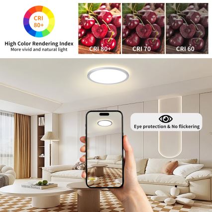 Brilagi - Φωτιστικό οροφής LED για μπάνιο ULTRA SLIM, 18 W, 230 V, Ø 30 cm, ασημί, IP54