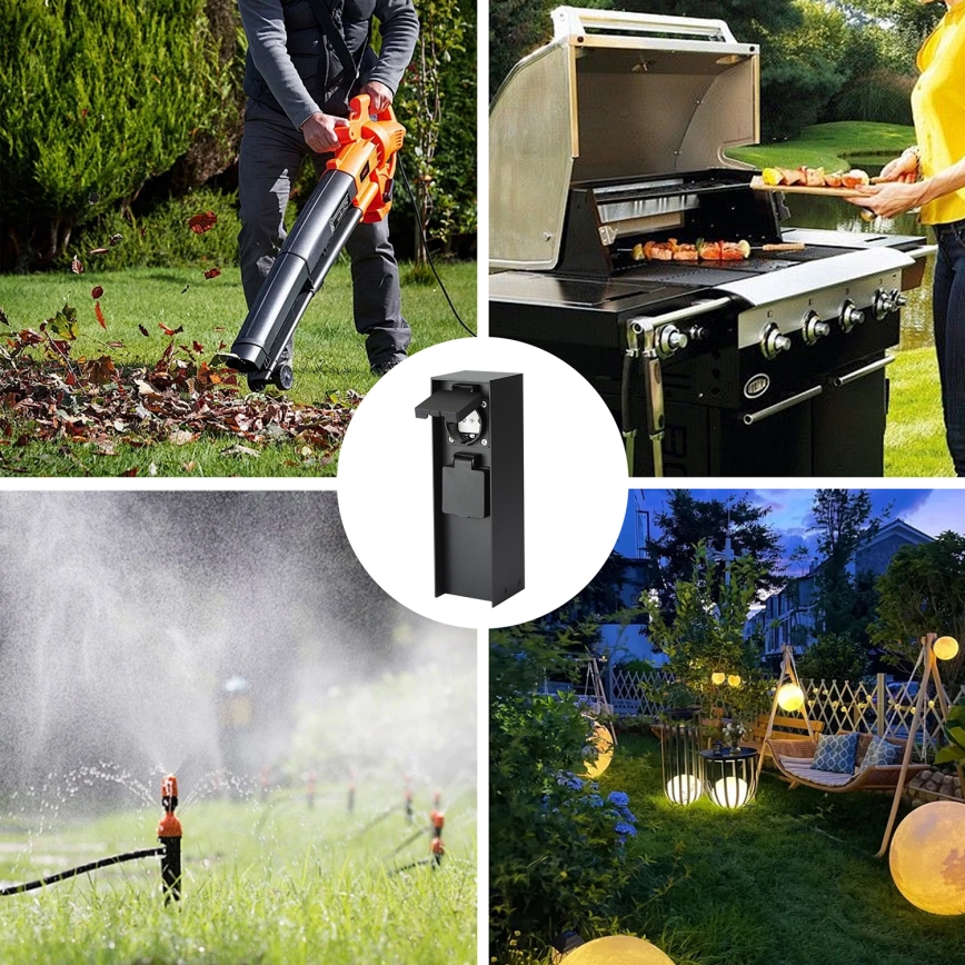 Brilagi - Εξωτερική κολώνα πριζών PILLAR 2Z SCHUKO 230V IP44 μαύρη