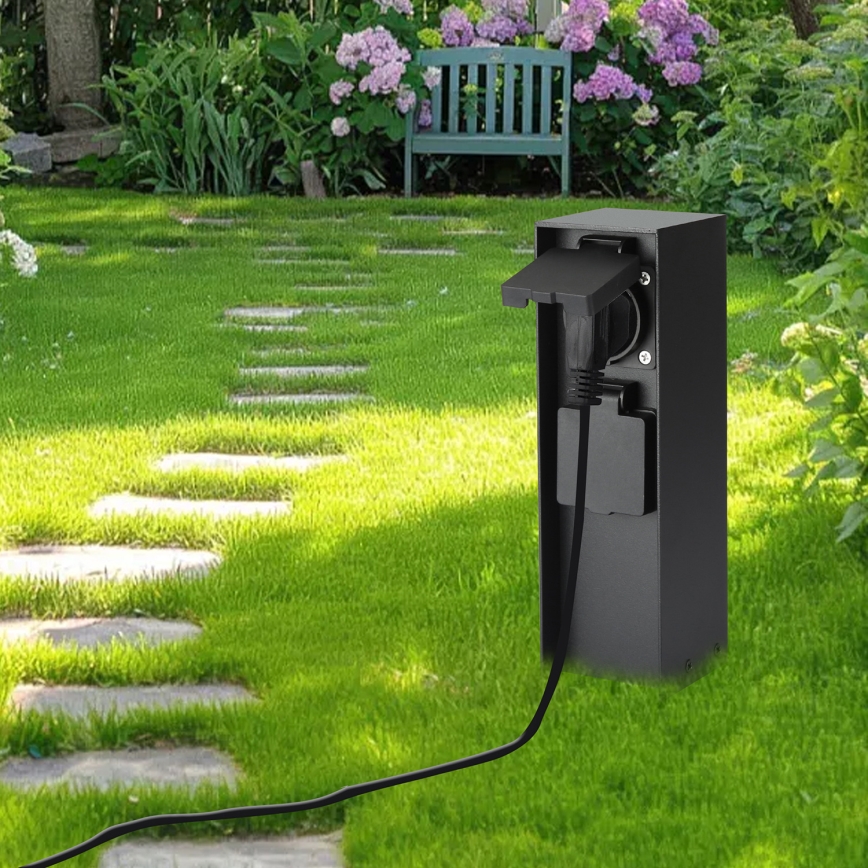 Brilagi - Εξωτερική κολώνα πριζών PILLAR 2Z SCHUKO 230V IP44 μαύρη
