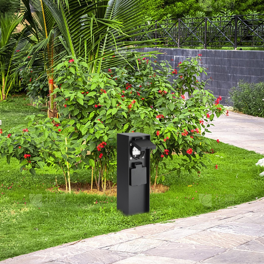 Brilagi - Εξωτερική κολώνα πριζών PILLAR 2Z SCHUKO 230V IP44 μαύρη