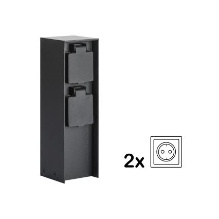 Brilagi - Εξωτερική κολώνα πριζών PILLAR 2Z SCHUKO 230V IP44 μαύρη