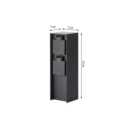 Brilagi - Εξωτερική κολώνα πριζών PILLAR 2Z SCHUKO 230V IP44 μαύρη