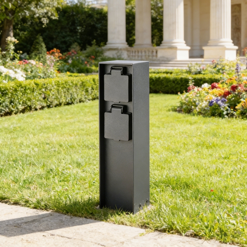 BRILAGI - Εξωτερική κολώνα πριζών PILLAR 2Z SCHUKO 230V IP44 μαύρη