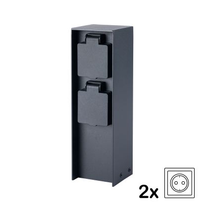 BRILAGI - Εξωτερική κολώνα πριζών PILLAR 2Z SCHUKO 230V IP44 μαύρη