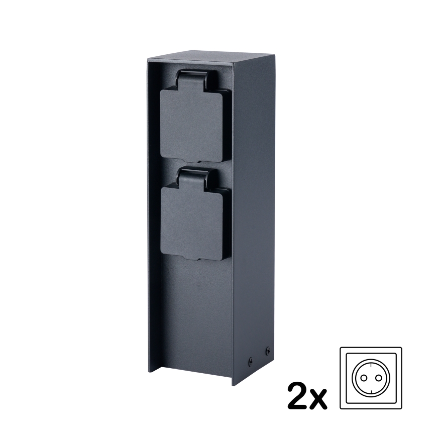 BRILAGI - Εξωτερική κολώνα πριζών PILLAR 2Z SCHUKO 230V IP44 μαύρη
