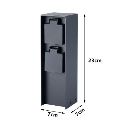 BRILAGI - Εξωτερική κολώνα πριζών PILLAR 2Z SCHUKO 230V IP44 μαύρη