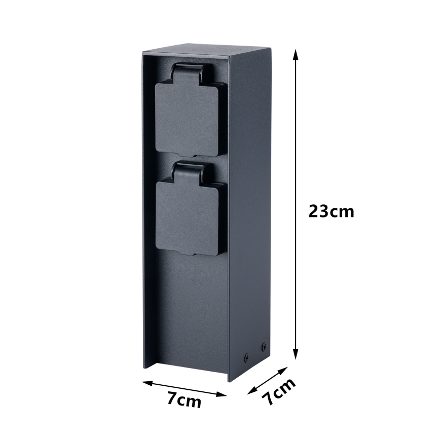 BRILAGI - Εξωτερική κολώνα πριζών PILLAR 2Z SCHUKO 230V IP44 μαύρη