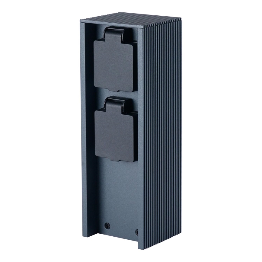 Brilagi - Εξωτερική στήλη πρίζας PILLAR 2x υποδοχές SCHUKO 230V IP44 ανθρακί
