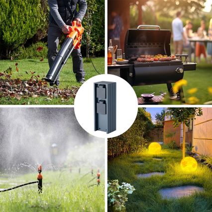 Brilagi - Εξωτερική στήλη πρίζας PILLAR 2x υποδοχές SCHUKO 230V IP44 ανθρακί