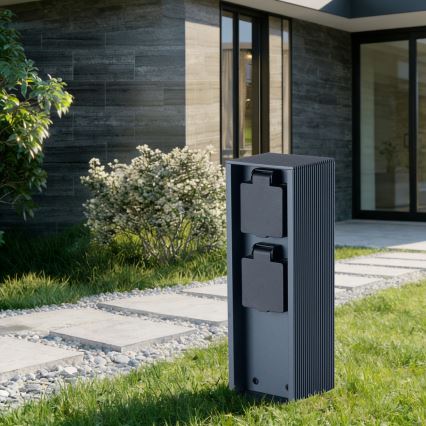 Brilagi - Εξωτερική στήλη πρίζας PILLAR 2x υποδοχές SCHUKO 230V IP44 ανθρακί