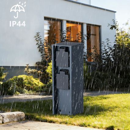 Brilagi - Εξωτερική στήλη πρίζας PILLAR 2x υποδοχές SCHUKO 230V IP44 ανθρακί