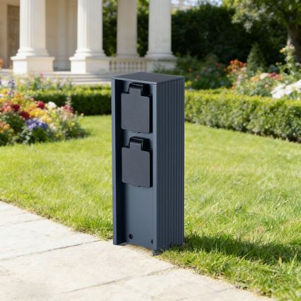 Brilagi - Εξωτερική στήλη πρίζας PILLAR 2x υποδοχές SCHUKO 230V IP44 ανθρακί