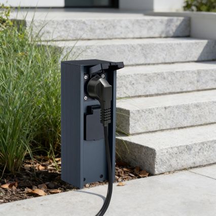 Brilagi - Εξωτερική στήλη πρίζας PILLAR 2x υποδοχές SCHUKO 230V IP44 ανθρακί