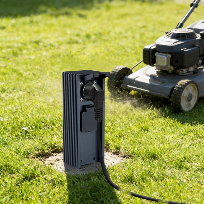 Brilagi - Εξωτερική στήλη πρίζας PILLAR 2x υποδοχές SCHUKO 230V IP44 ανθρακί