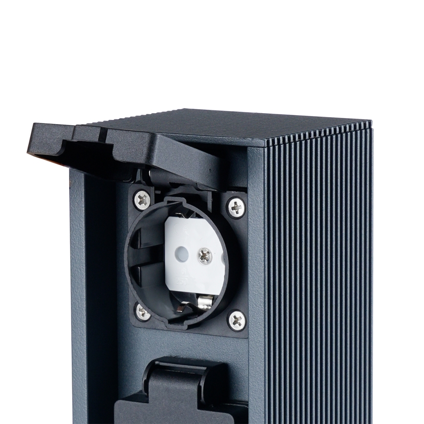 Brilagi - Εξωτερική στήλη πρίζας PILLAR 2x υποδοχές SCHUKO 230V IP44 ανθρακί