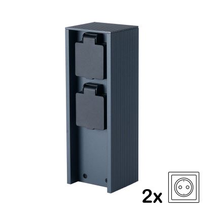 Brilagi - Εξωτερική στήλη πρίζας PILLAR 2x υποδοχές SCHUKO 230V IP44 ανθρακί