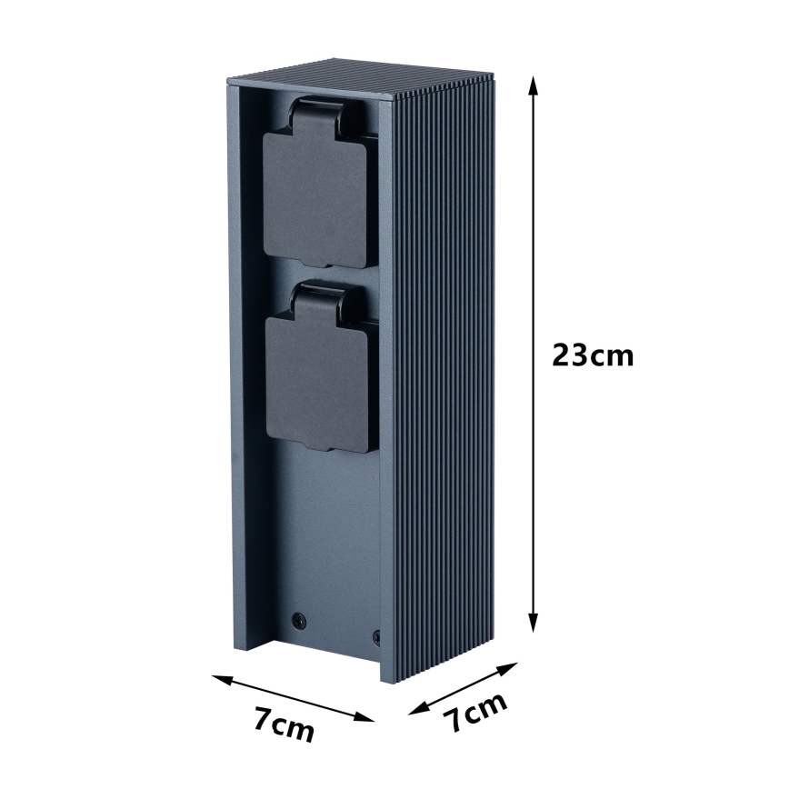 Brilagi - Εξωτερική στήλη πρίζας PILLAR 2x υποδοχές SCHUKO 230V IP44 ανθρακί