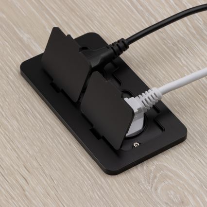 Brilagi - Εξωτερική ενσωματωμένη στο δάπεδο διπλή πρίζα IP55, μαύρη, ορθογώνια