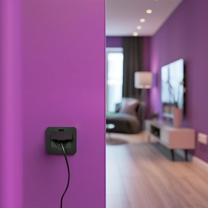 Brilagi - Εξωτερική εντοιχισμένη πρίζα δαπέδου IP55, μαύρη, ορθογώνια