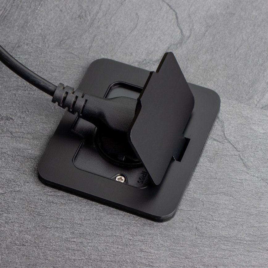 Brilagi - Εξωτερική εντοιχισμένη πρίζα δαπέδου IP55, μαύρη, ορθογώνια