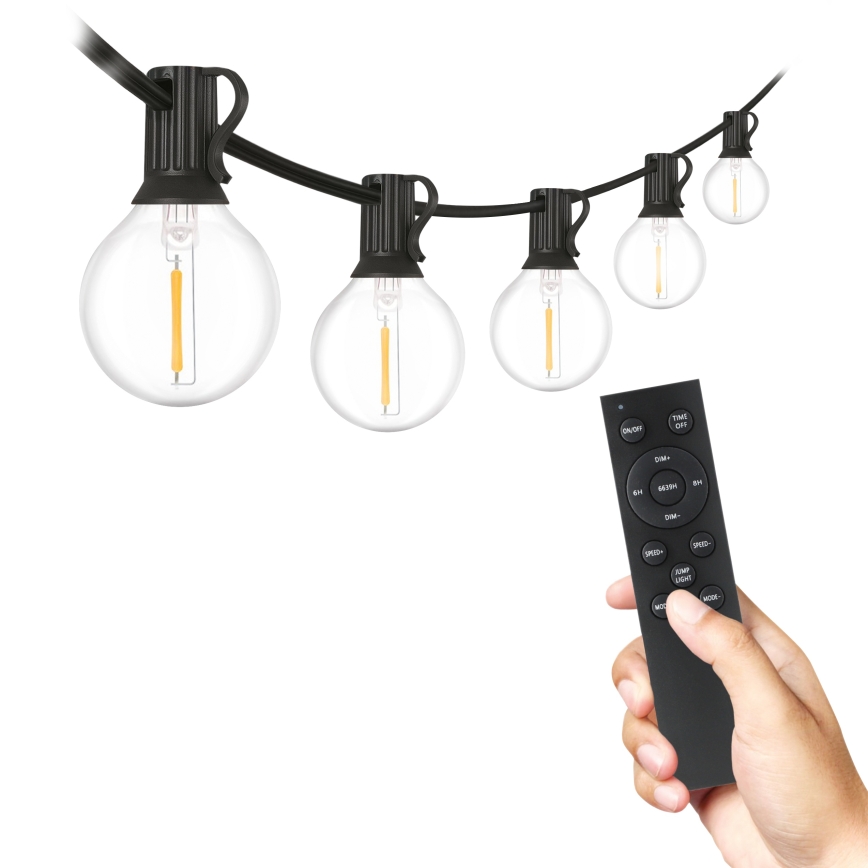 Brilagi - LED εξωτερική διακοσμητική γιρλάντα GIRLANDA 25xE12/0,6W/230V 20m μαύρη IP44 θερμό λευκό + τηλεχειριστήριο