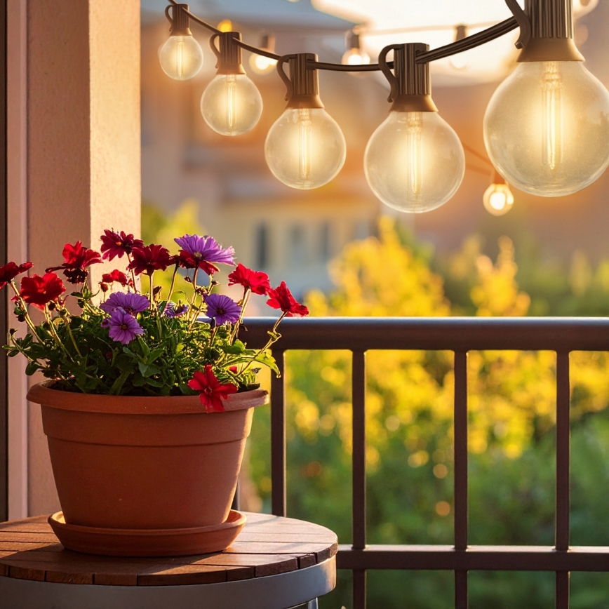 Brilagi - LED εξωτερική διακοσμητική γιρλάντα GIRLANDA 25xE12/0,6W/230V 20m μαύρη IP44 θερμό λευκό + τηλεχειριστήριο