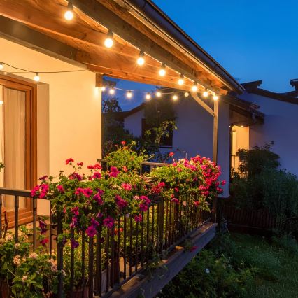 Brilagi - LED εξωτερική διακοσμητική γιρλάντα GIRLANDA 25xE12/0,6W/230V 20m μαύρη IP44 θερμό λευκό + τηλεχειριστήριο